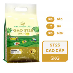 Gạo ST25 lúa tôm Kim Thiên Lộc túi 5kg (1 Túi)