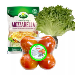 Set nguyên liệu sandwich: phô mai mozzarella + cà chua + xà lách (1 Combo)