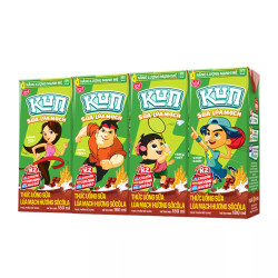 Lốc sữa tươi tiệt trùng socola lúa mạch Kun 180ml (4 Hộp)