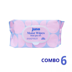 COMBO 6 JUNO - KHĂN ƯỚT VẢI TRƠN KHÔNG MÙI 100 TỜ
