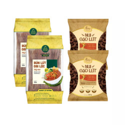 Combo lứt: 2 Nui lứt Nuffam 210g và 2 Bún lứt Đại Lộc 255g