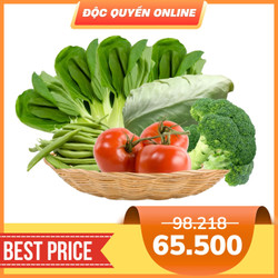 Combo rau củ 5 loại: bông cải xanh, cải thìa, cà chua, đậu cove, bắp cải trái tim